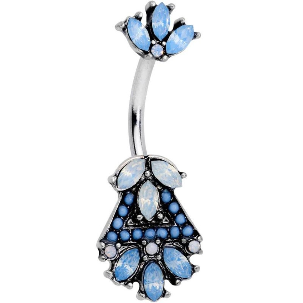 nwt body candy blue white faux opal 14G belly ring vacation‎ travel
